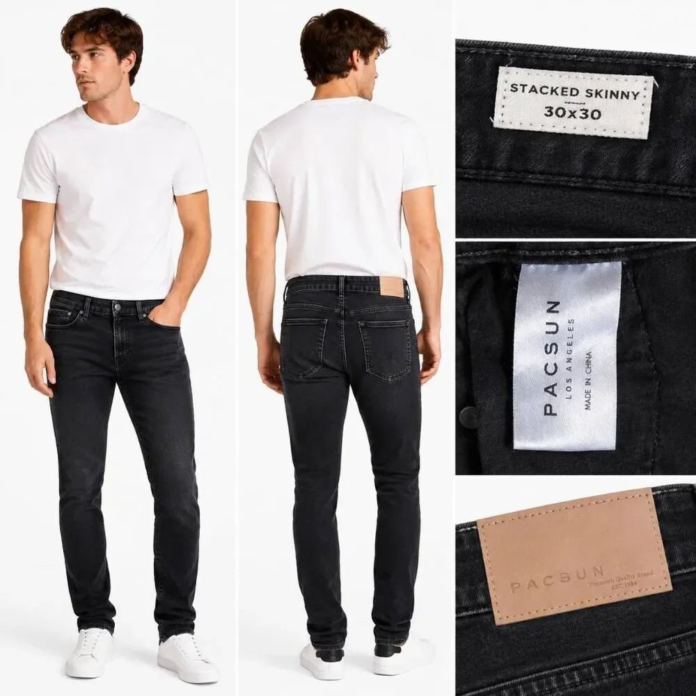 PacSun Stacked Skinny Jeans Men's 30x30 Black Stretch